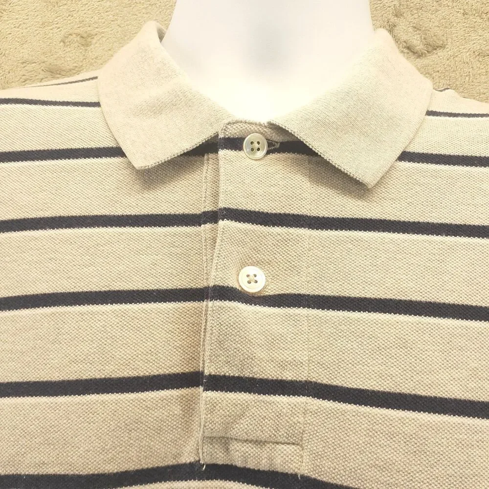 Polo Ralph Lauren Men Sz XL Polo Blue Gray Stripe Short Sleeve Shirt Preppy